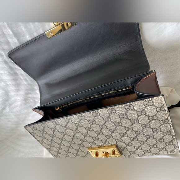 Gucci padlock shoulder bag/ GG supreme Medium brown/ black - Picture 12 of 15